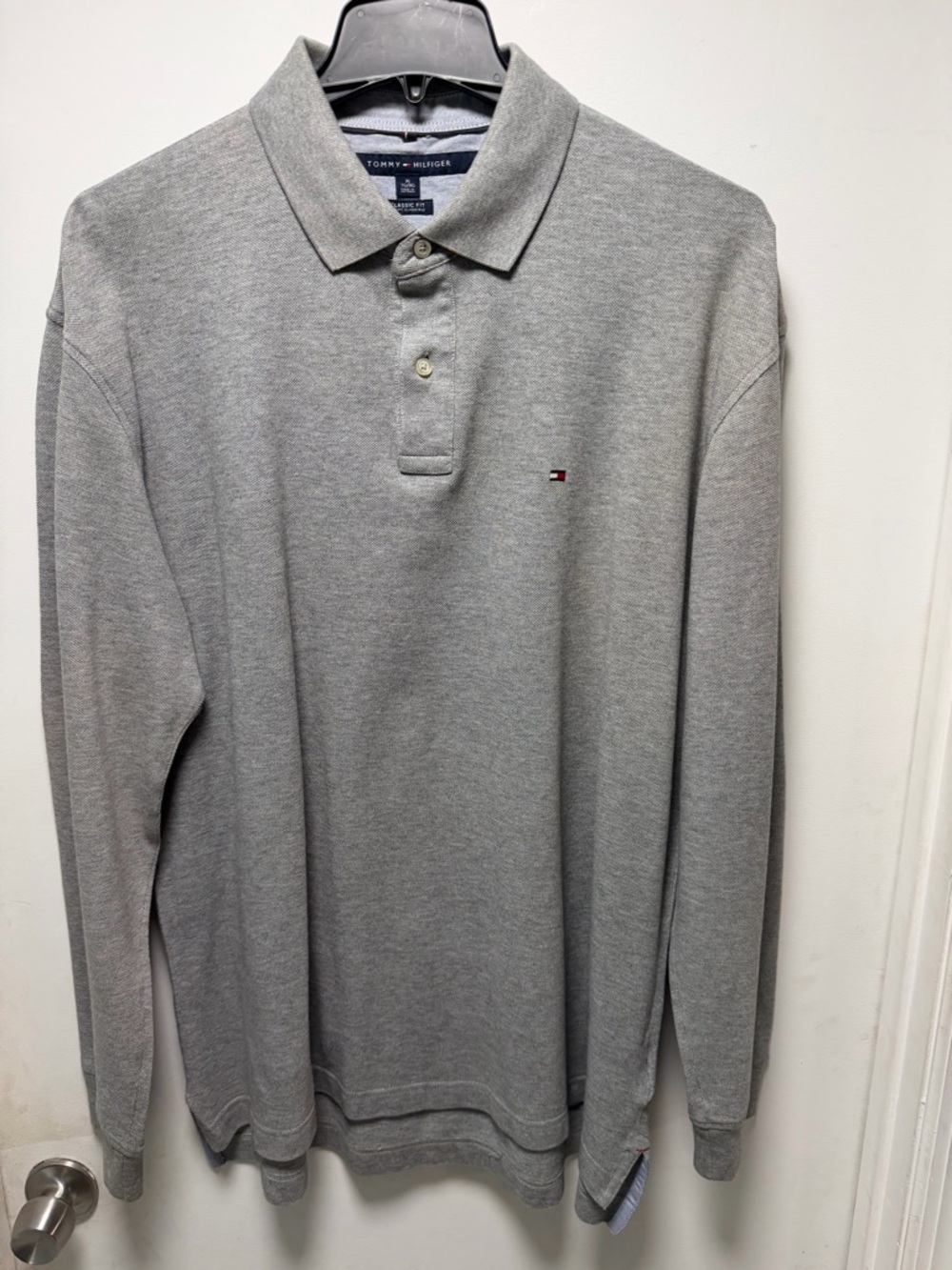 Tommy Hilfiger Gray Long Sleeve Polo Shirt classic fit